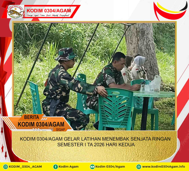 KODIM 0304/AGAM GELAR LATIHAN MENEMBAK SENJATA RINGAN SEMESTER I TA 2026 HARI KEDUA